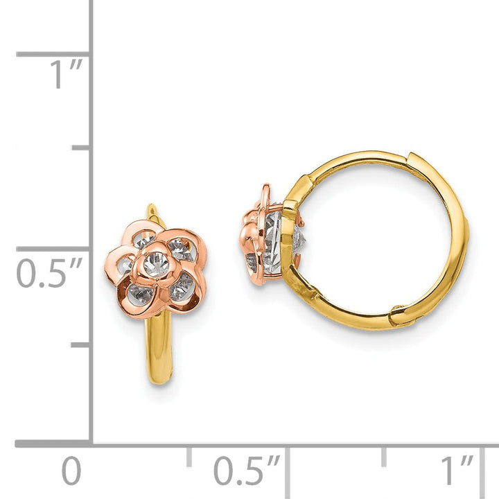 14k Two-tone Gold Flower Earrings