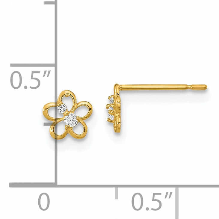 14k Madi K CZ Childrens Flower Post Earrings