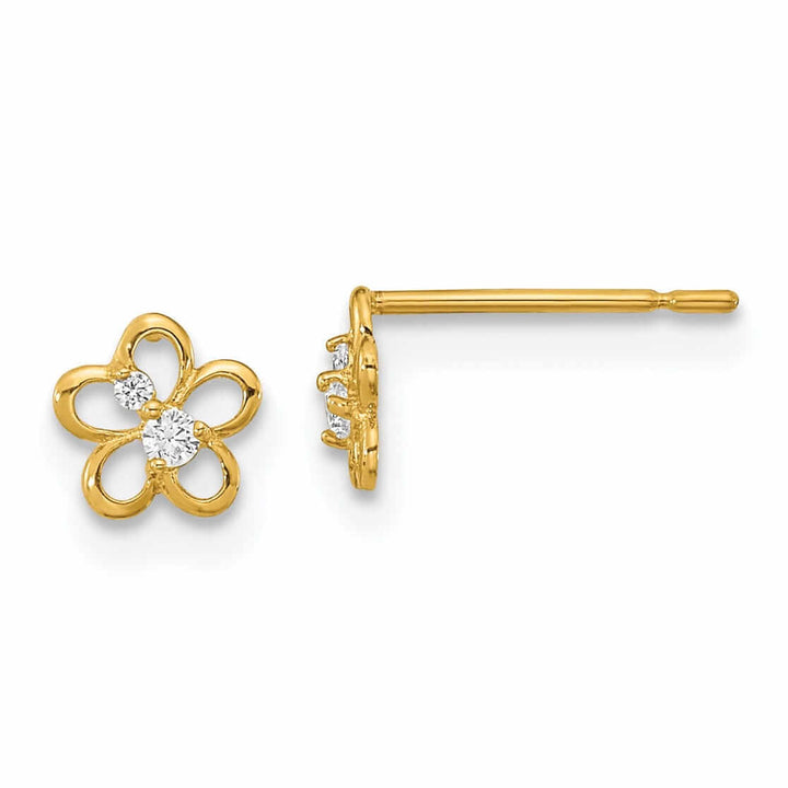 14k Madi K CZ Childrens Flower Post Earrings