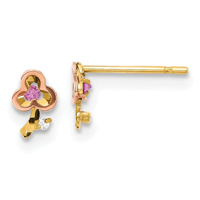 14k Two-tone Gold Clover Post Earrings at $ 37.03 only from Jewelryshopping.com