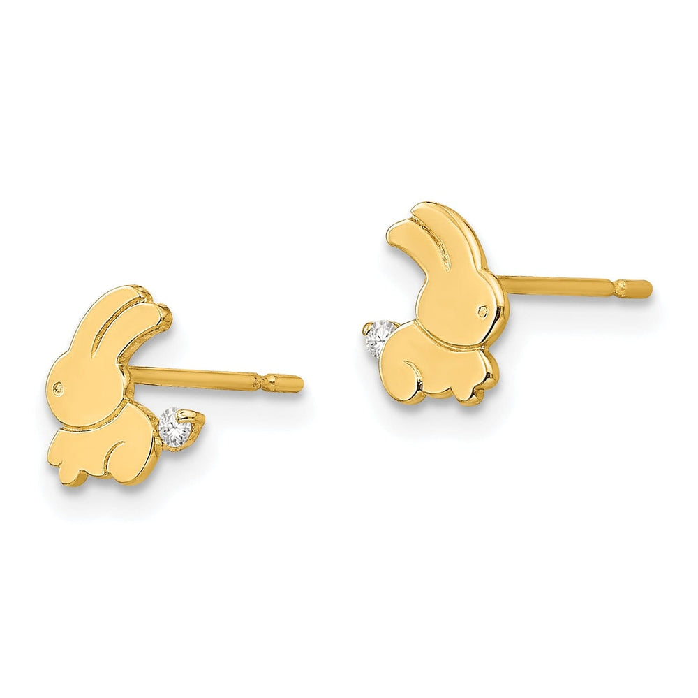 14k Yellow Gold Madi K C.Z Children's Bunny Post Earrings