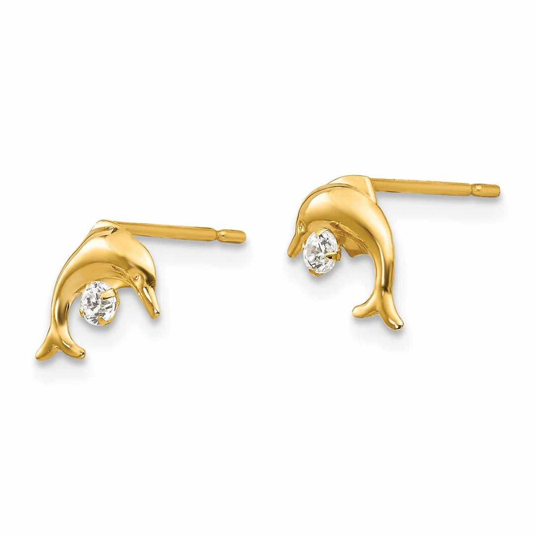 14k Madi K CZ Childrens Dolphin Post Earrings