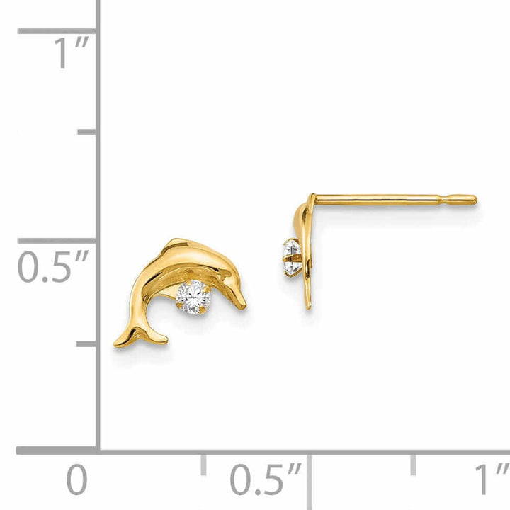 14k Madi K CZ Childrens Dolphin Post Earrings