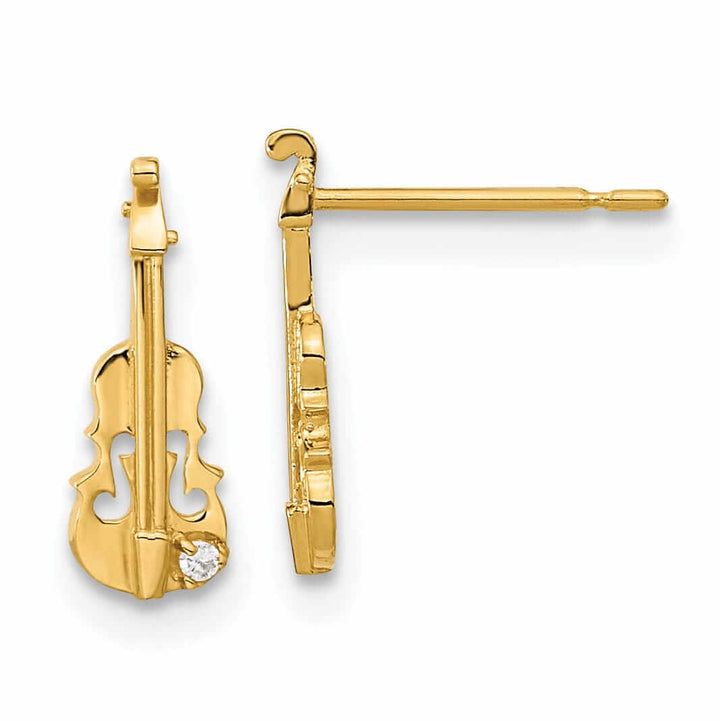 14k Madi K CZ Childrens Violin Post Earrings