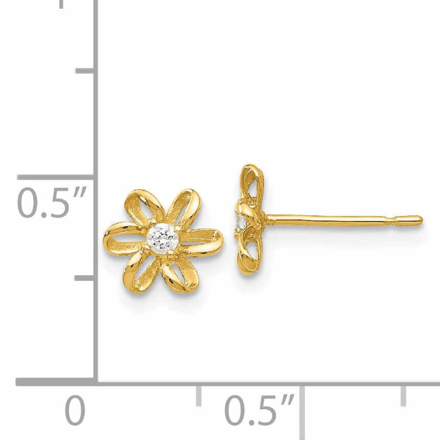 14k Madi K CZ Childrens Flower Post Earrings