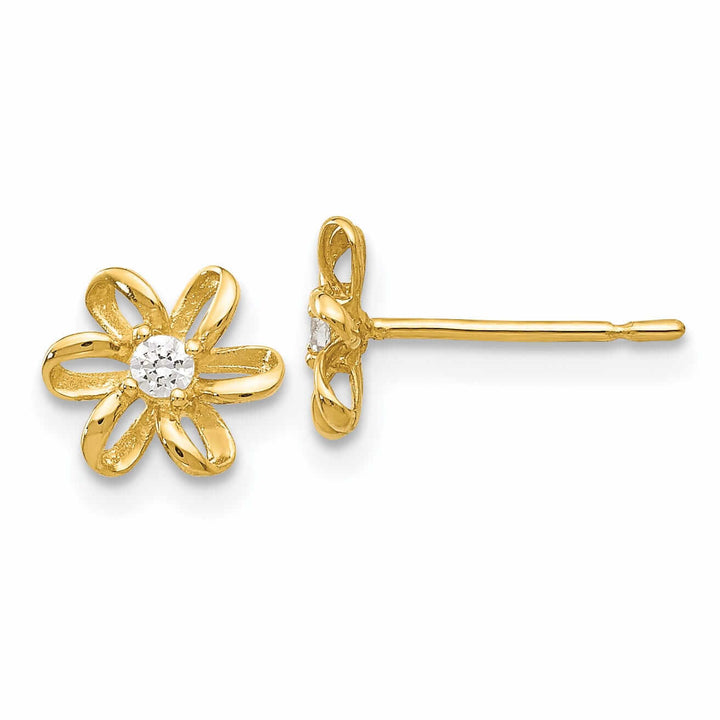 14k Madi K CZ Childrens Flower Post Earrings