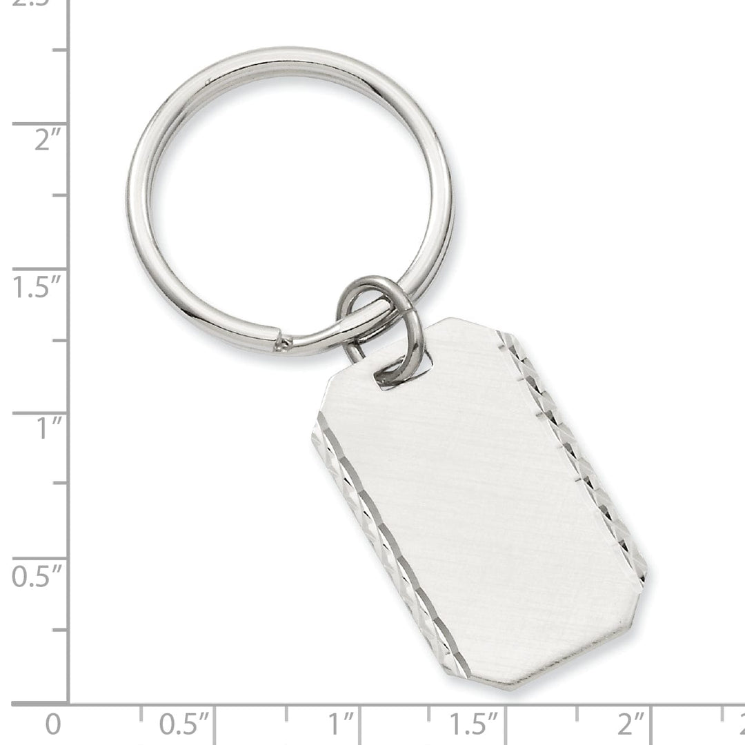 Rhodium Plated Swiss Cut Edge Key Ring