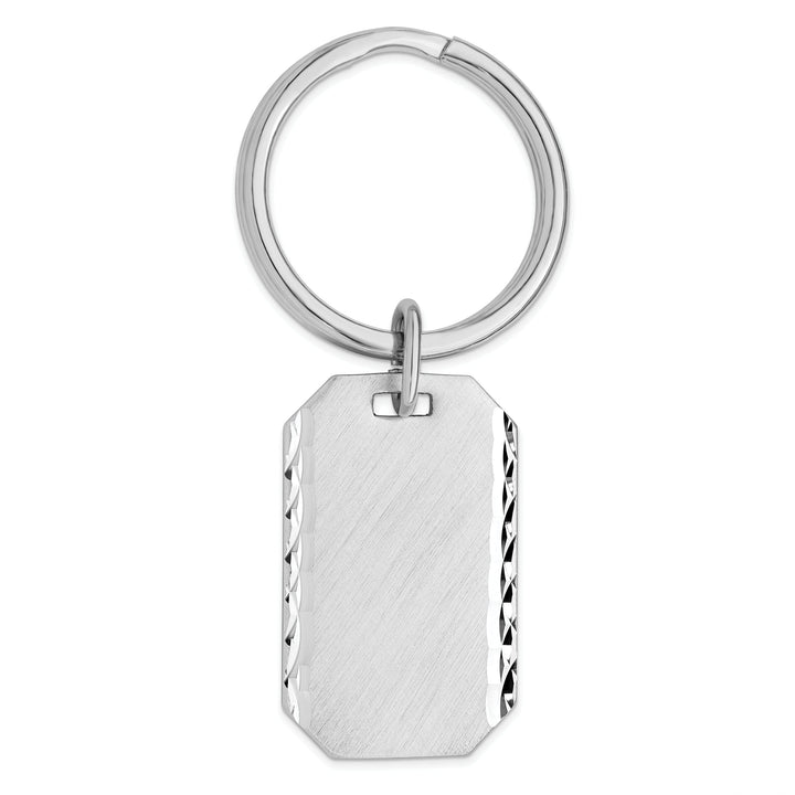 Rhodium Plated Swiss Cut Edge Key Ring