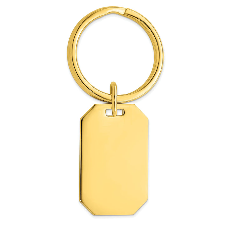 Gold Plated Polished Rectangle Key Ring