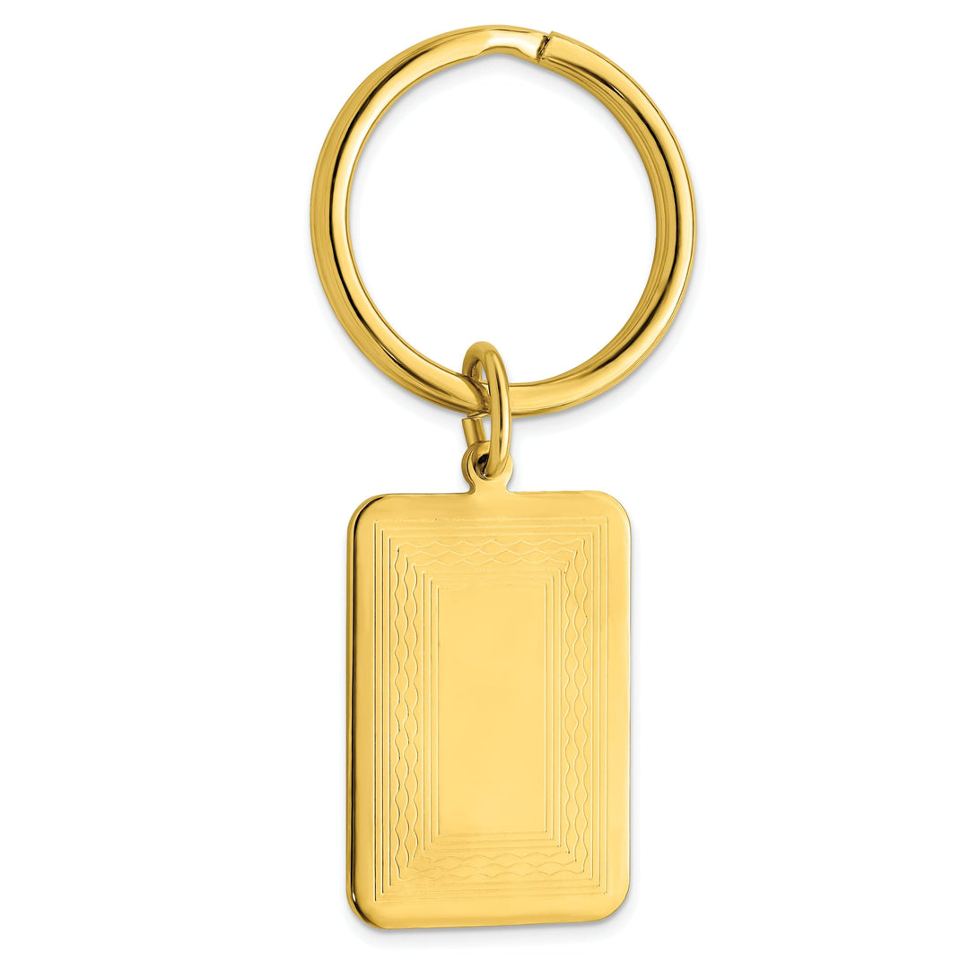 Gold Plated Patterned Border Key Ring