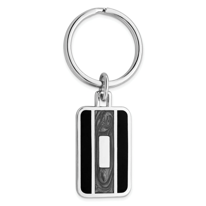 Rhodium Plated Black Grey Colored Key Ring