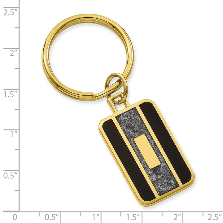 Gold Plated Black Grey Colored Key Ring