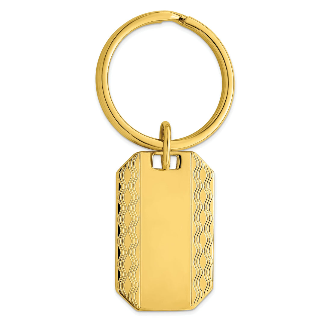 Gold Plated Patterned Edge Key Ring