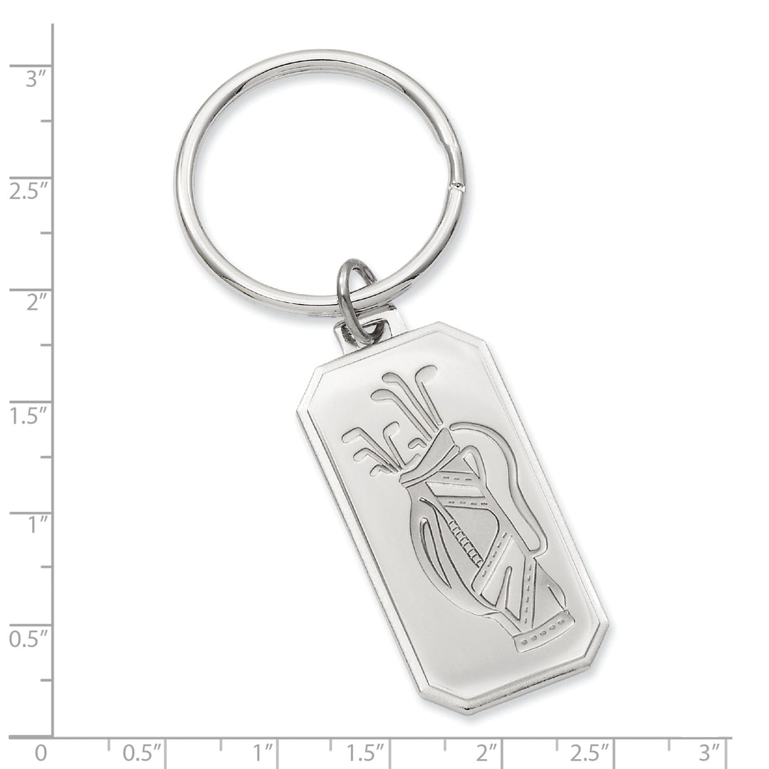 Rhodium Plated Golf Bag Key Ring