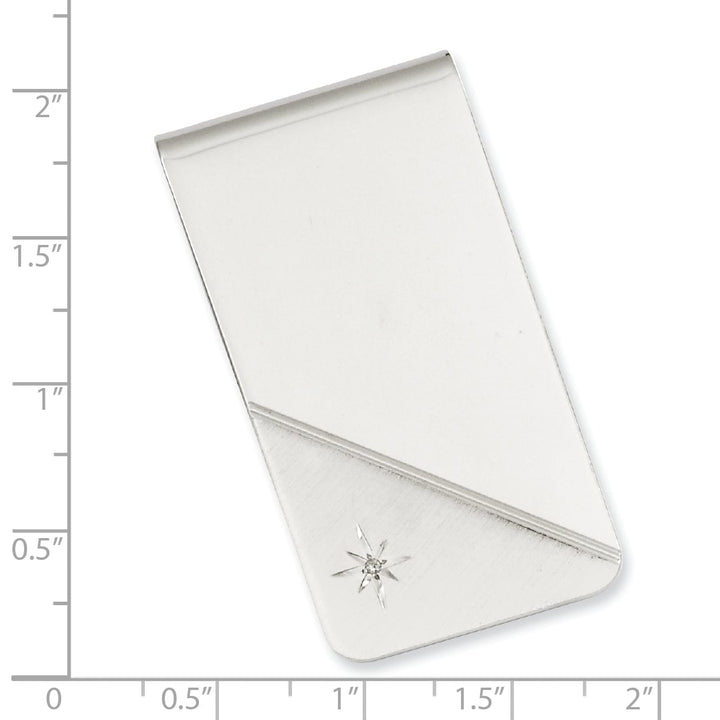 Rhodium Plated Star Diamond Money Clip