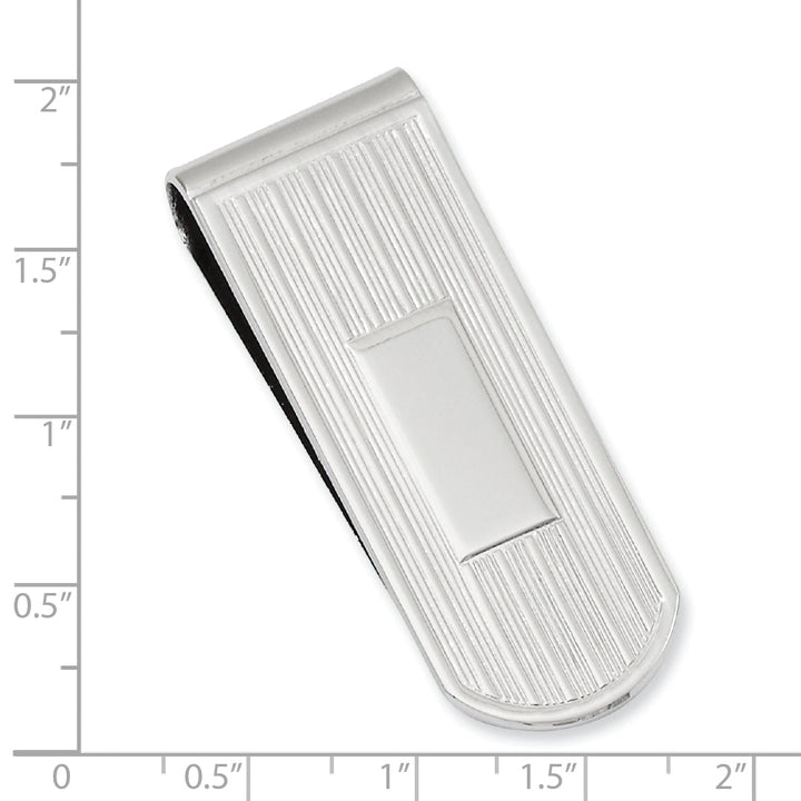 Rhodium Plated Etched Lines Money Clip