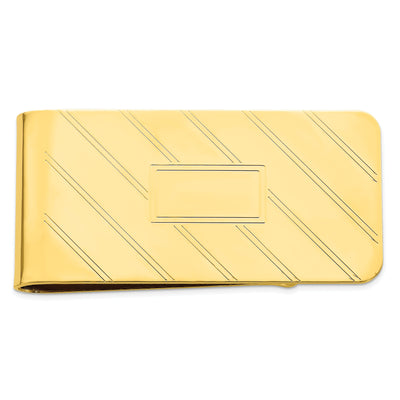 Gold Plated Etched Diagonal Line Money Clip at $ 48.84 only from Jewelryshopping.com