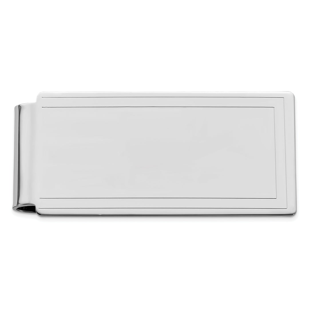 Rhodium Plated Engraved Edge Plain Money Clip