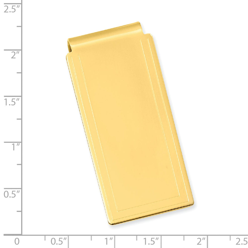 Gold Plated Engraved Edge Plain Hinged Money Clip