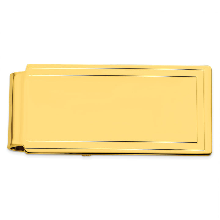 Gold Plated Engraved Edge Plain Hinged Money Clip