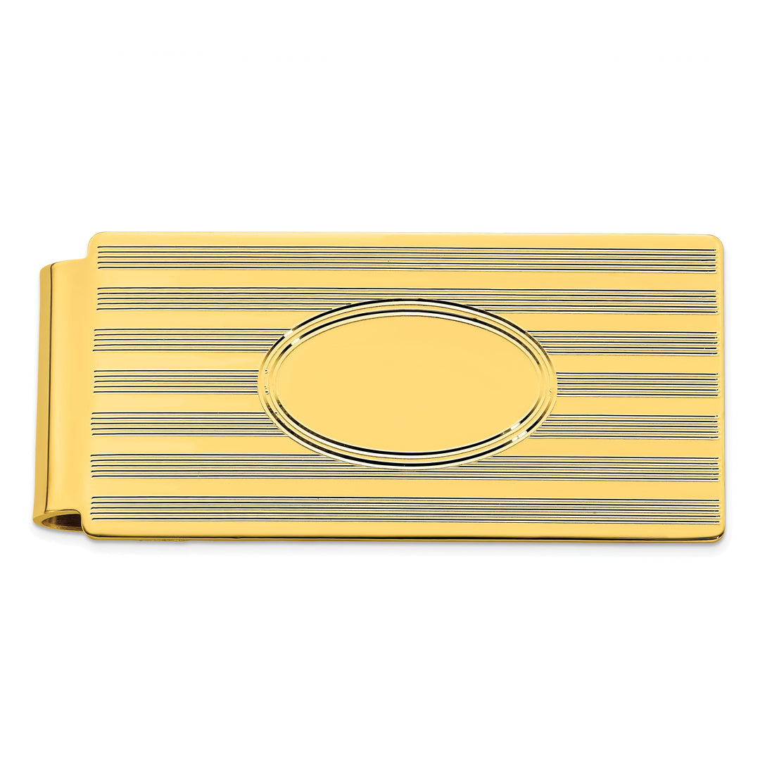 Gold Plated Horizontal Lines Hinged Money Clip