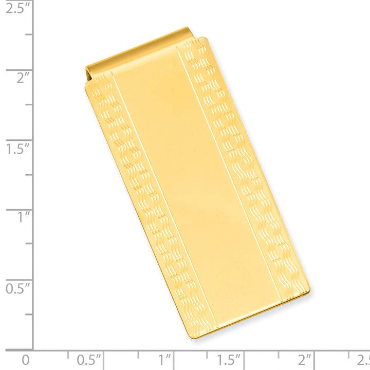 Gold Plated Patterned Edge Hinged Money Clip