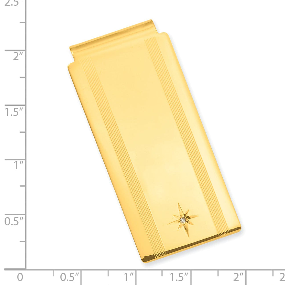 Gold Plated Star Cut Diamond Hinged Money Clip