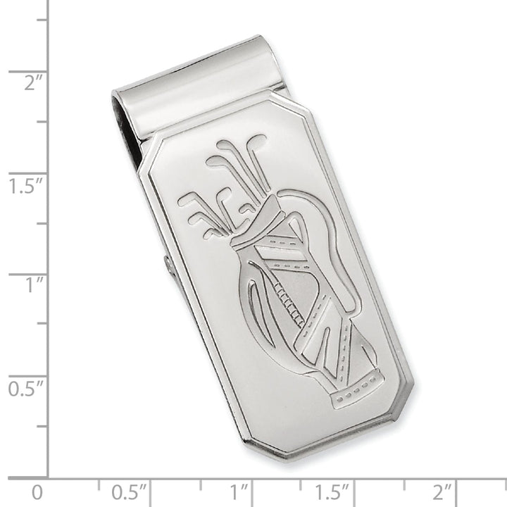 Rhodium Plated Golf Bag Hinged Money Clip