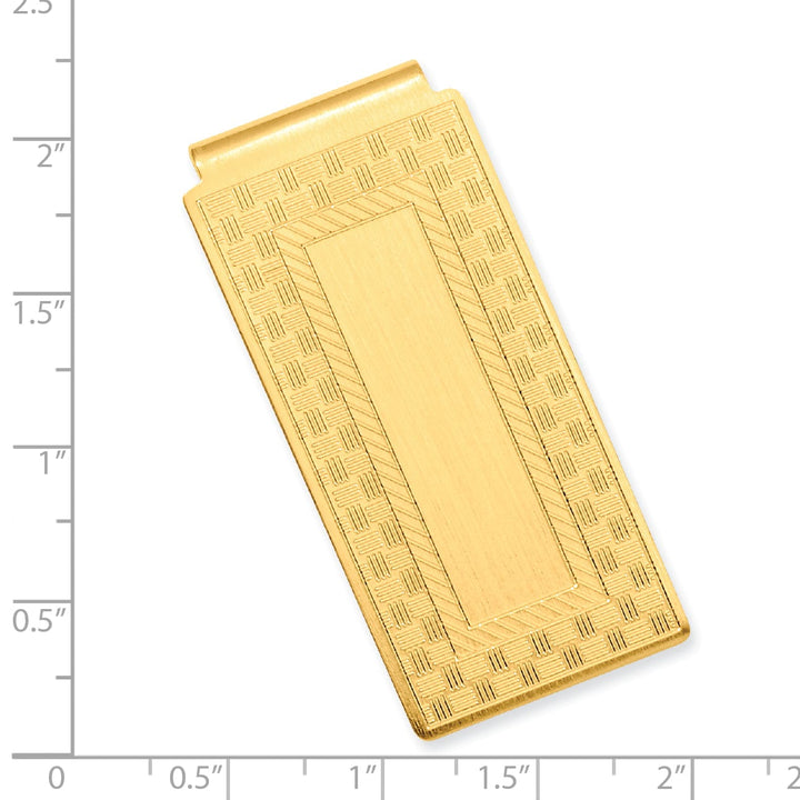 Gold Plated Checkerboard Hinged Money Clip