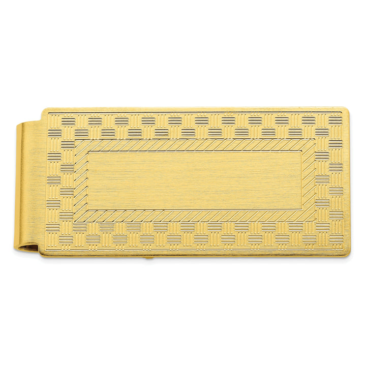 Gold Plated Checkerboard Hinged Money Clip