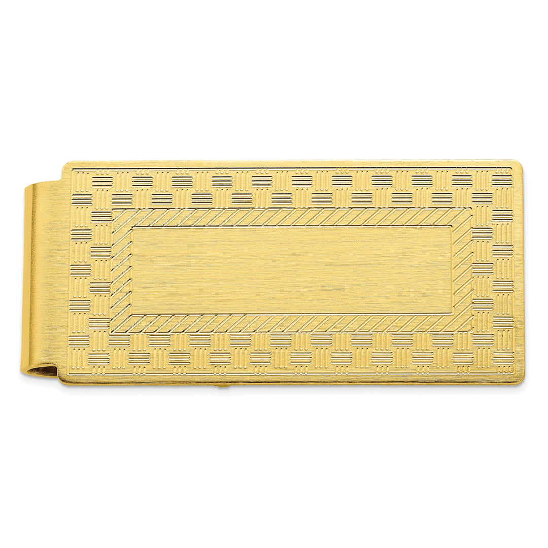 Gold Plated Checkerboard Hinged Money Clip