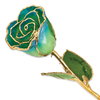 24k Gold Plated Trim Peridot and Navy Pearl Rose