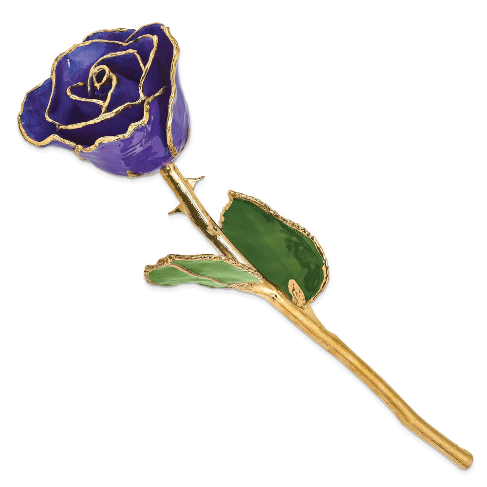 24k Gold Plated Trim Blue Violet Pearl Rose