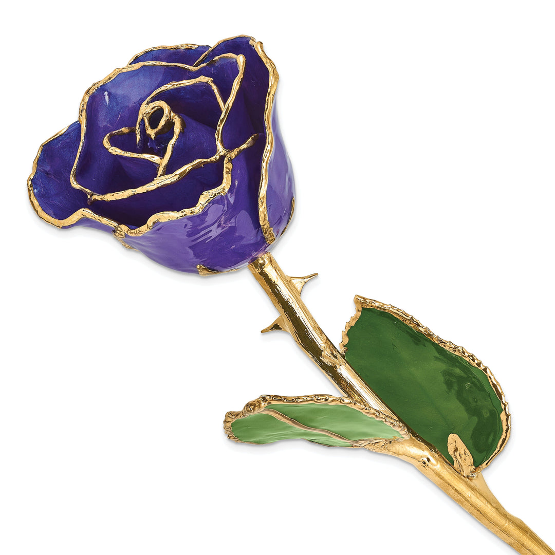 24k Gold Plated Trim Blue Violet Pearl Rose