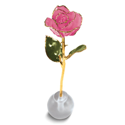 24k Gold Plated Knob Stand Pink Spring Rose