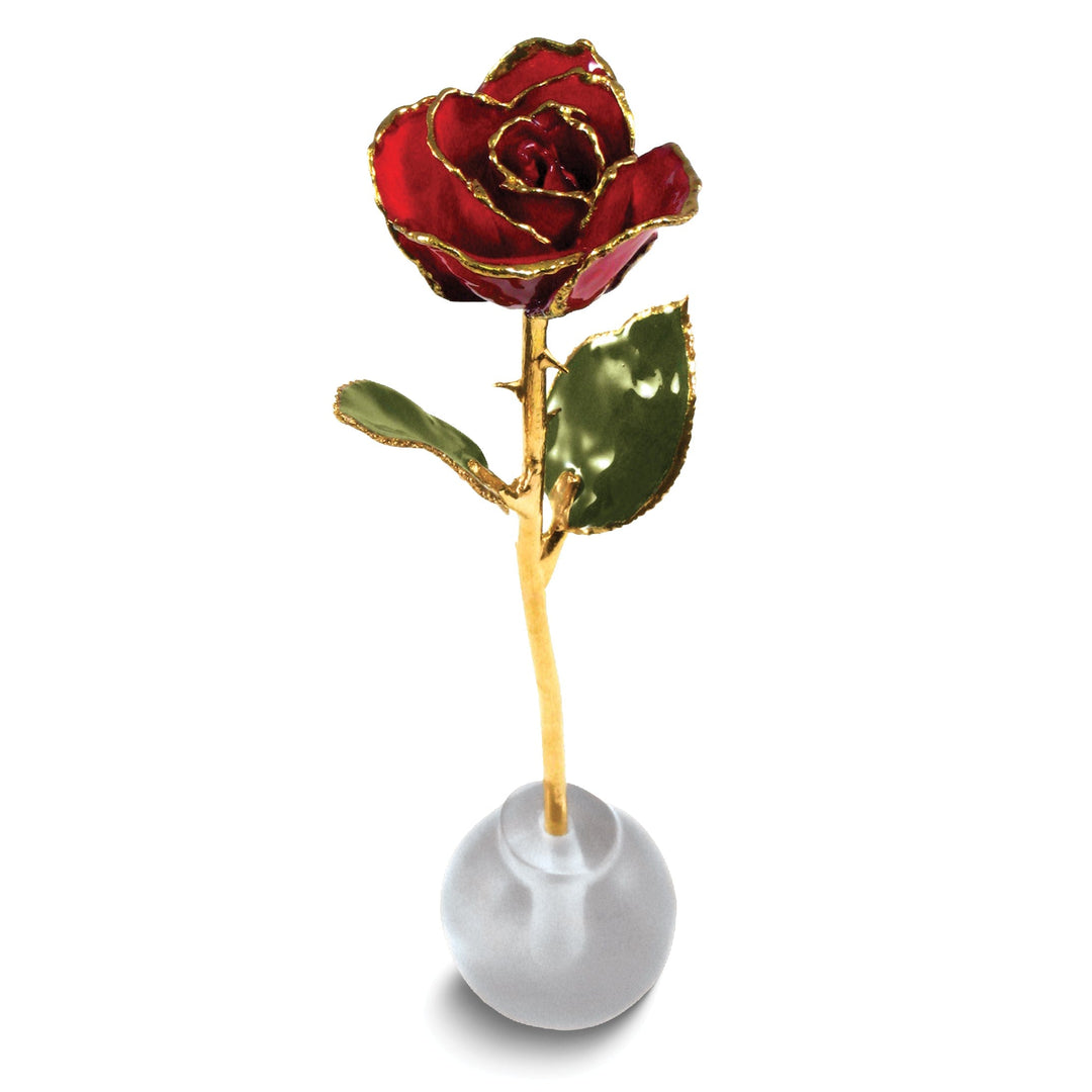 24k Gold Plated Trim Knob Stand Red Spring Rose