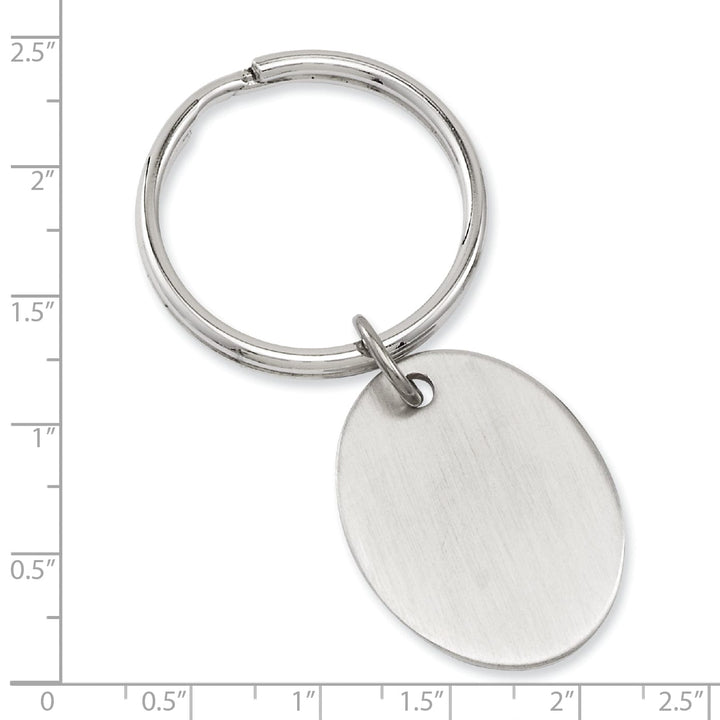 Rhodium Plated Satin Oval Key Ring