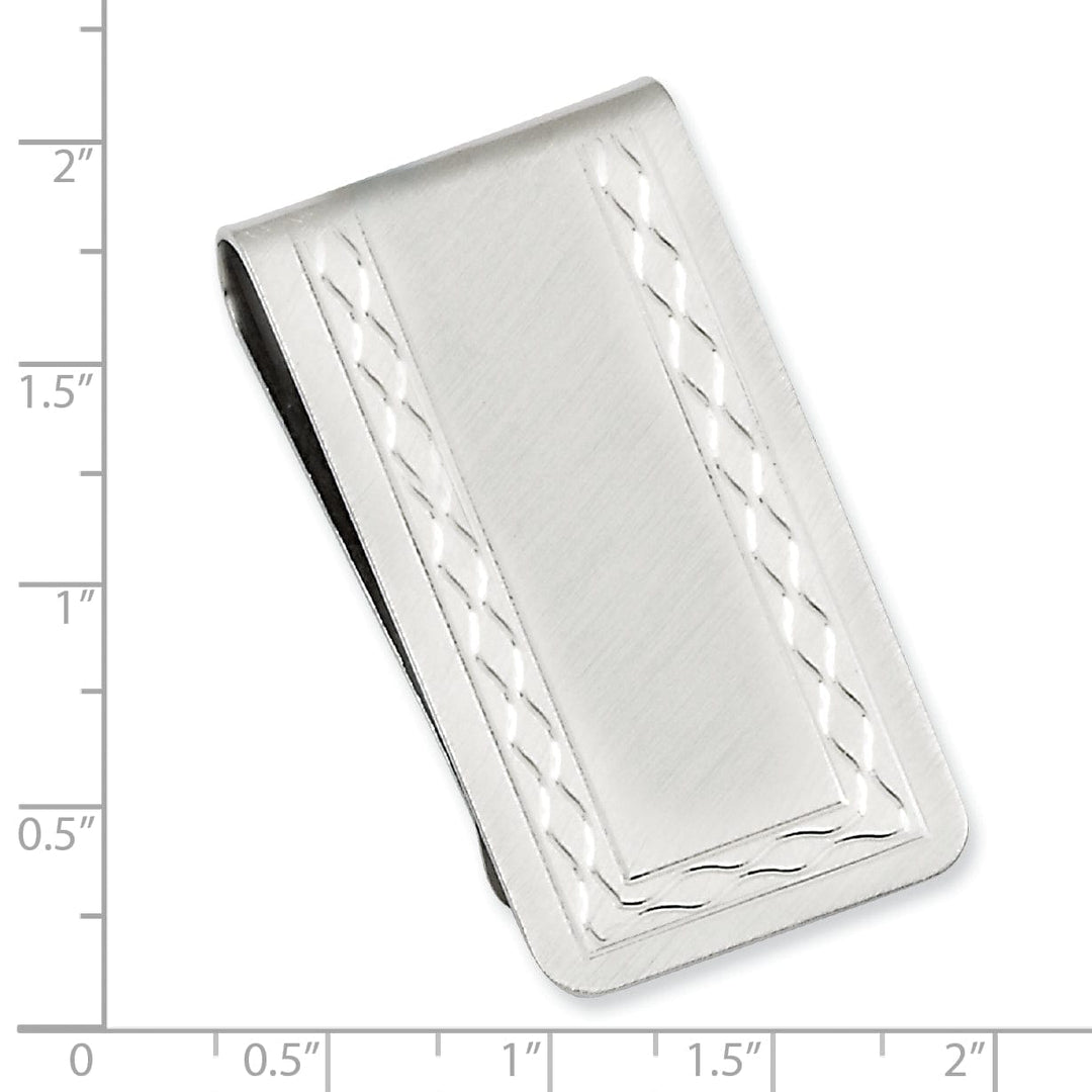 Rhodium Plated with Engravable Area Money Clip