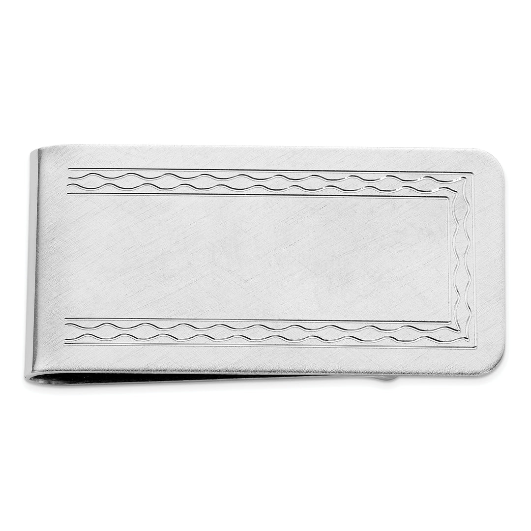 Rhodium Plated with Engravable Area Money Clip