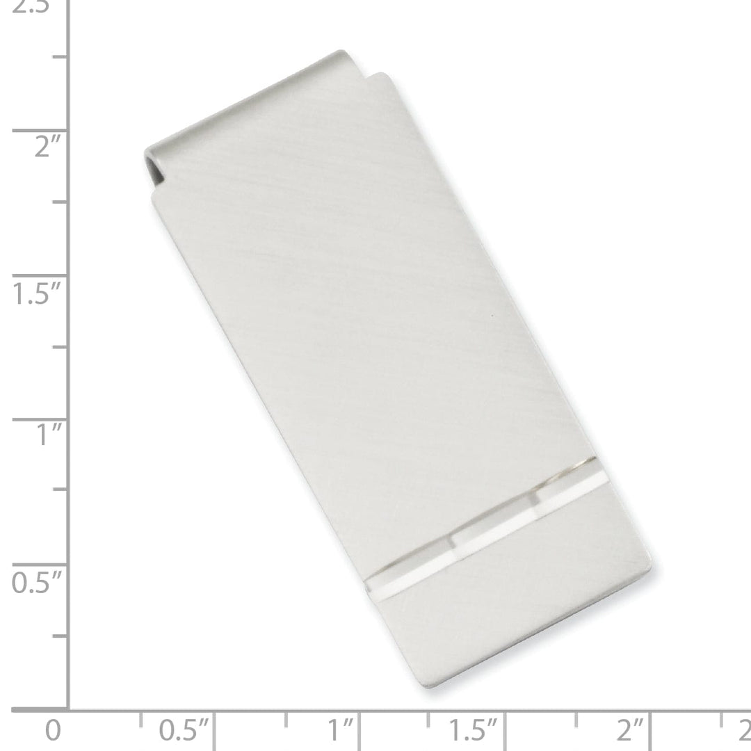 Rhodium Plated Florentined Satin Hinged Money Clip