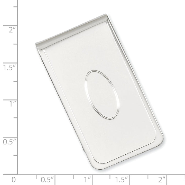 Rhodium Plated with Engravable Area Money Clip