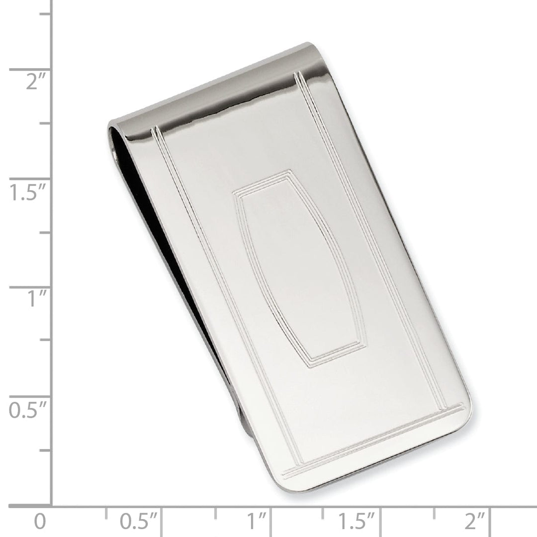 Rhodium Plated with Engravable Area Money Clip