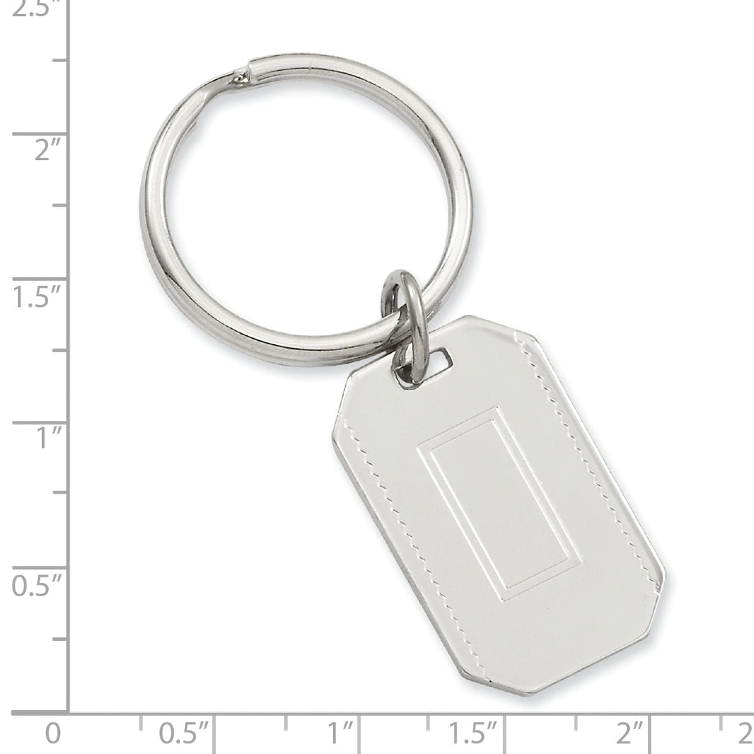 Rhodium Plated with Engraveable Area Key Ring