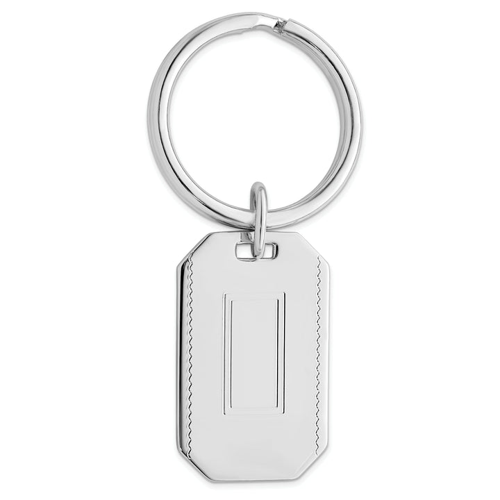 Rhodium Plated with Engraveable Area Key Ring