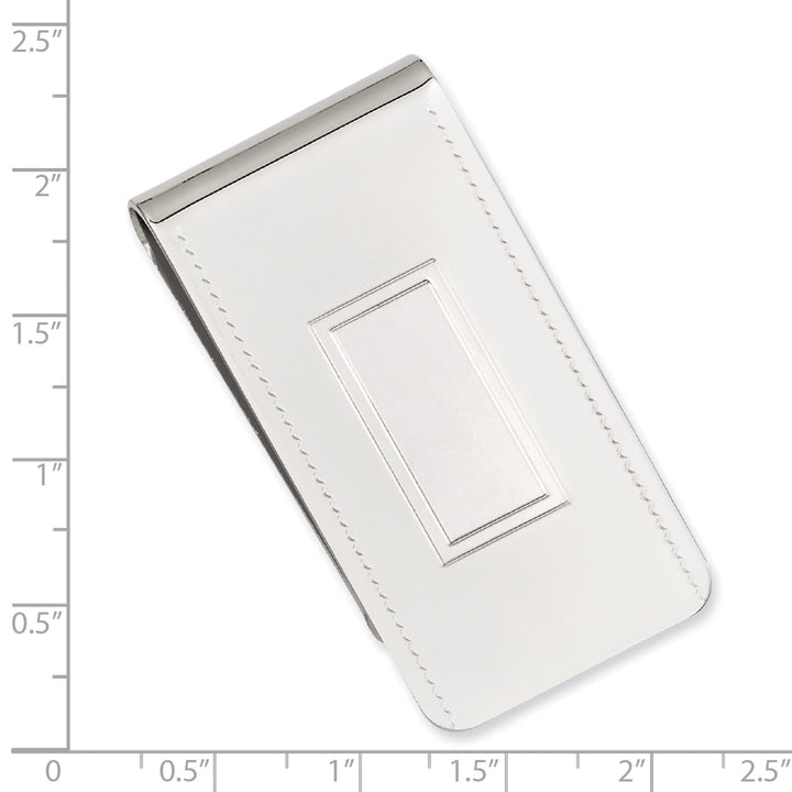 Rhodium Plated with Engravable Area Money Clip