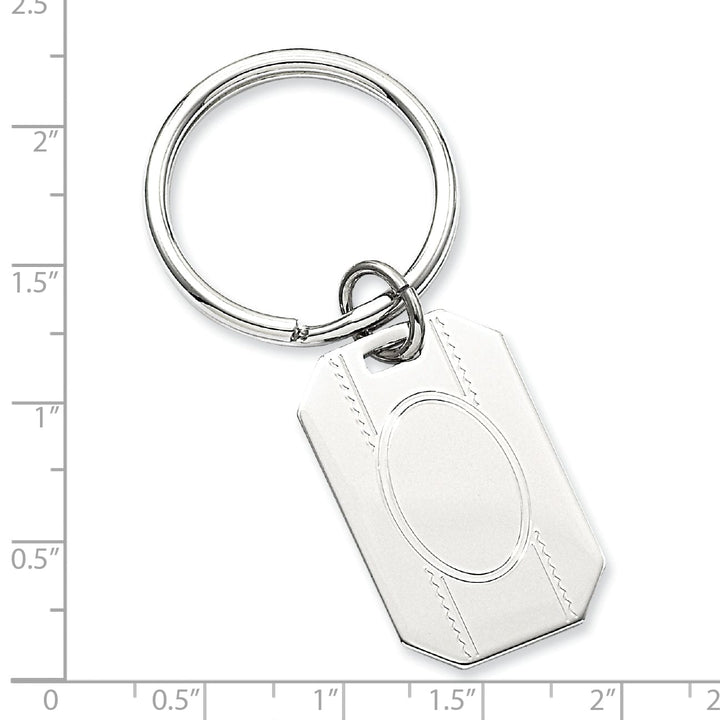 Rhodium Plated with Engraveable Area Key Ring