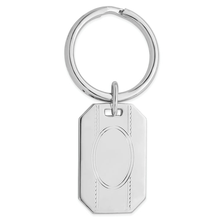 Rhodium Plated with Engraveable Area Key Ring