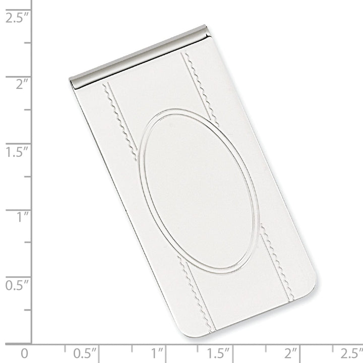 Rhodium Plated with Engravable Area Money Clip