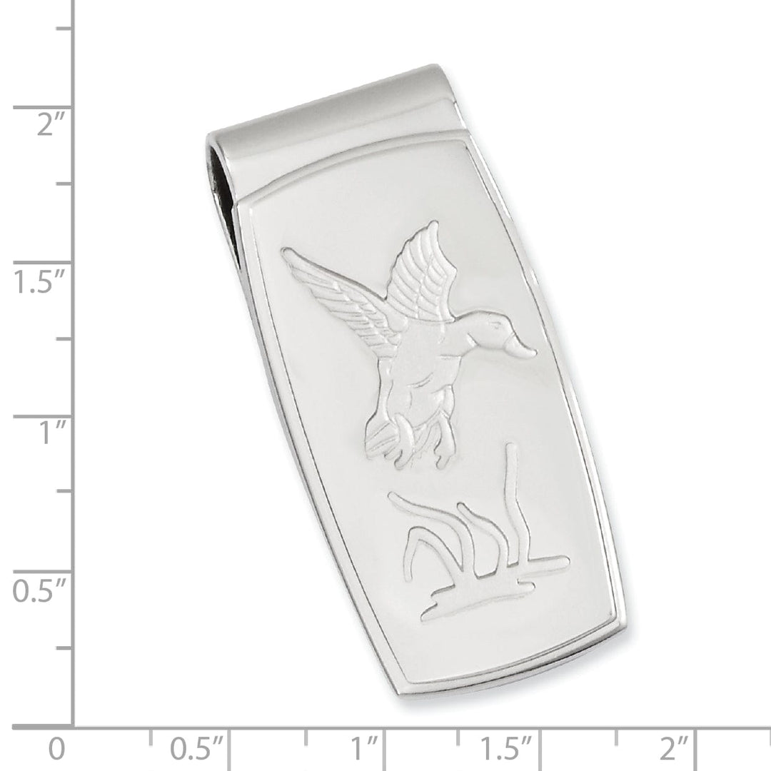 Rhodium Plated Flying Duck Hinged Money Clip