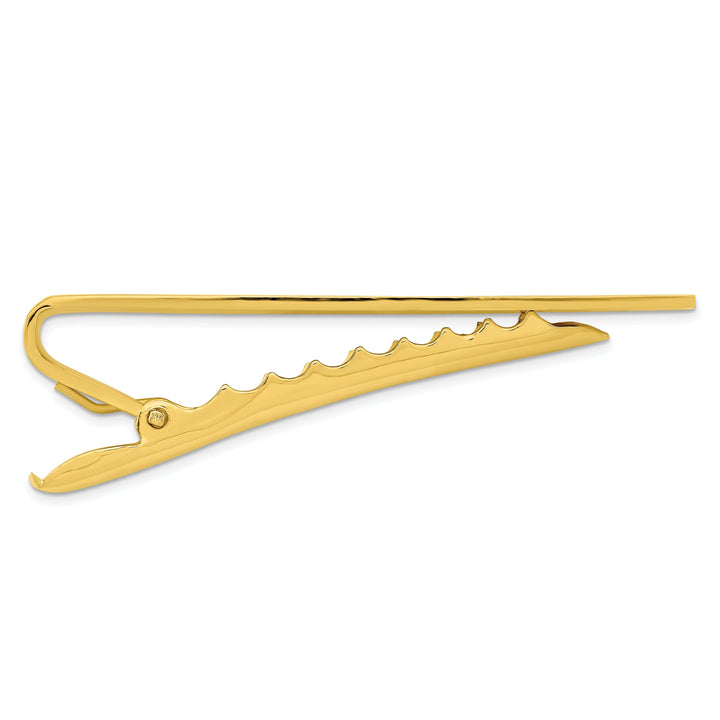 Gold Plated Diamond Polished Florentined Tie Bar